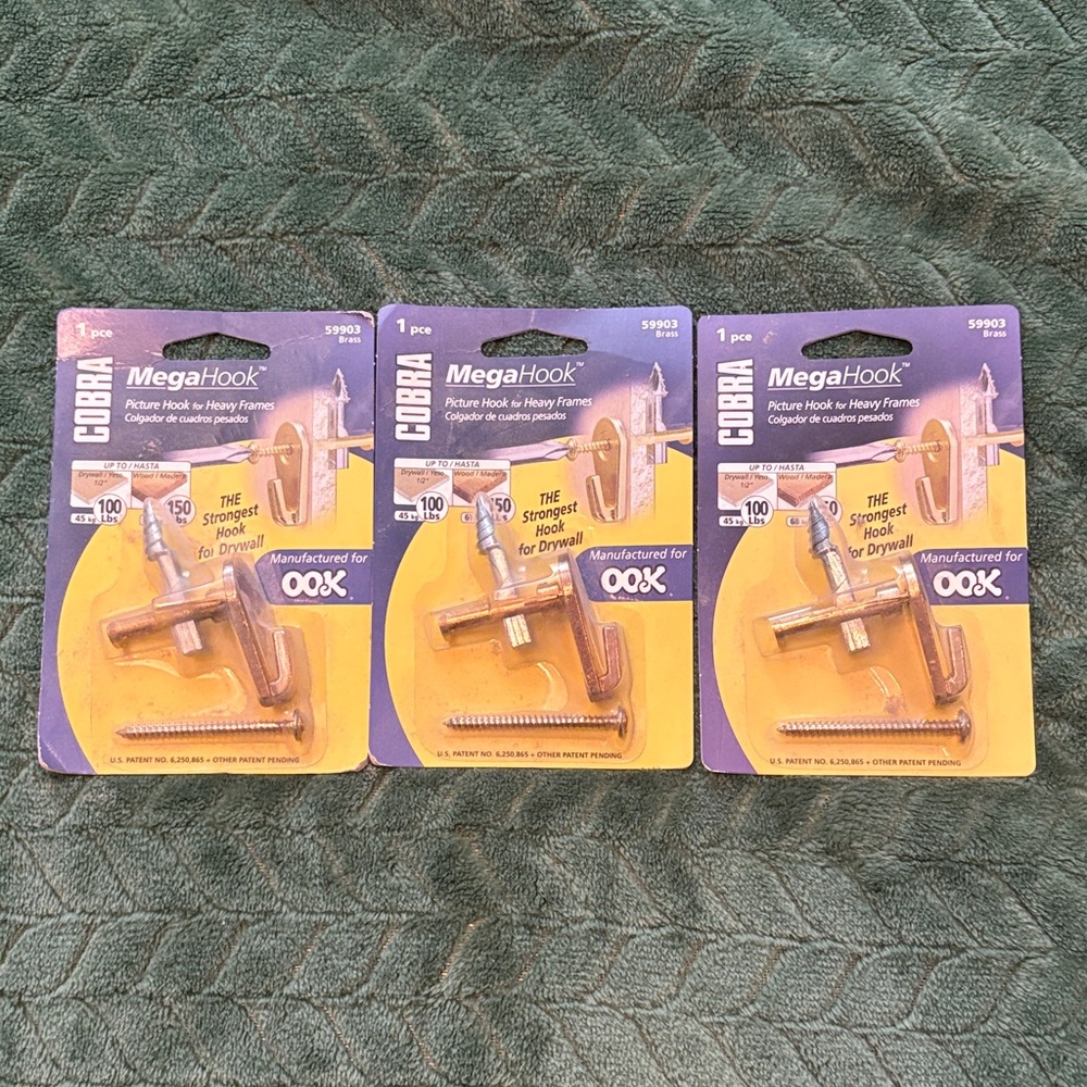Cobra Mega Hook Lot Of 3 Brass 59903 New In Package